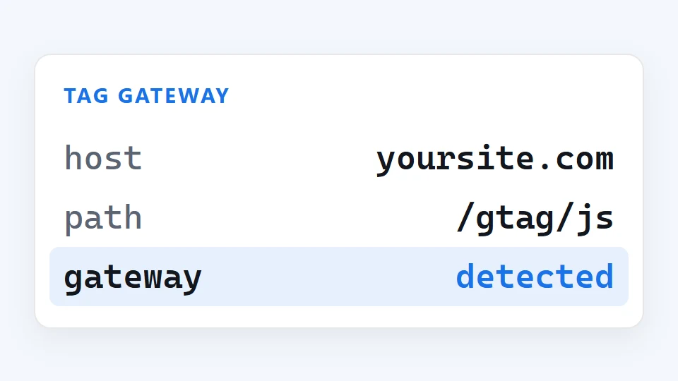 Panel fragment labelled TAG GATEWAY, showing host, path and gateway.
